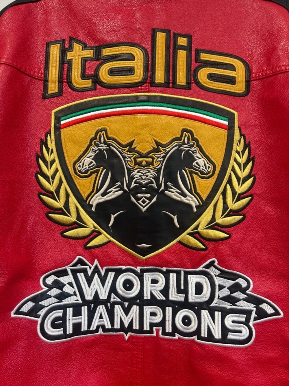 Watson Devil Red Italia Black Leather Racing Jacket men’s 5X big & tall new - Picture 9 of 10
